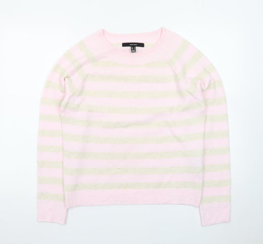 Vero Moda Women's Pink Striped Crew Neck Wool Jumper M