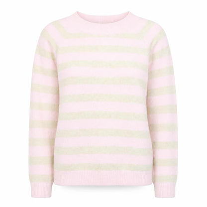 Vero Moda Women's Pink Striped Crew Neck Wool Jumper M