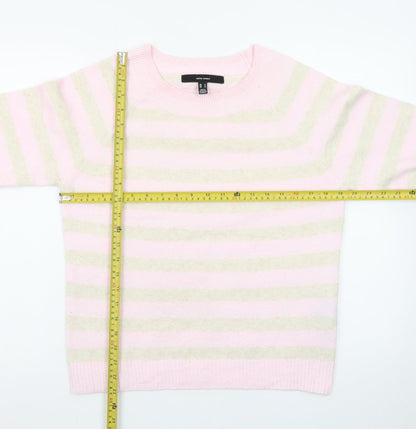 Vero Moda Women's Pink Striped Crew Neck Wool Jumper M