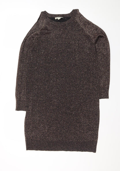 Whistles Womens Brown Metallic Knit Bodycon Dress Size 10