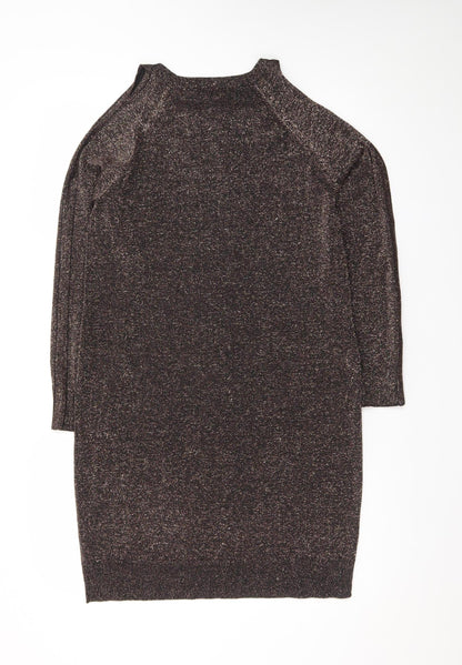 Whistles Womens Brown Metallic Knit Bodycon Dress Size 10