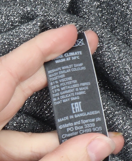 Marks and Spencer Women Grey Size 10 Metallic Button Cardigan
