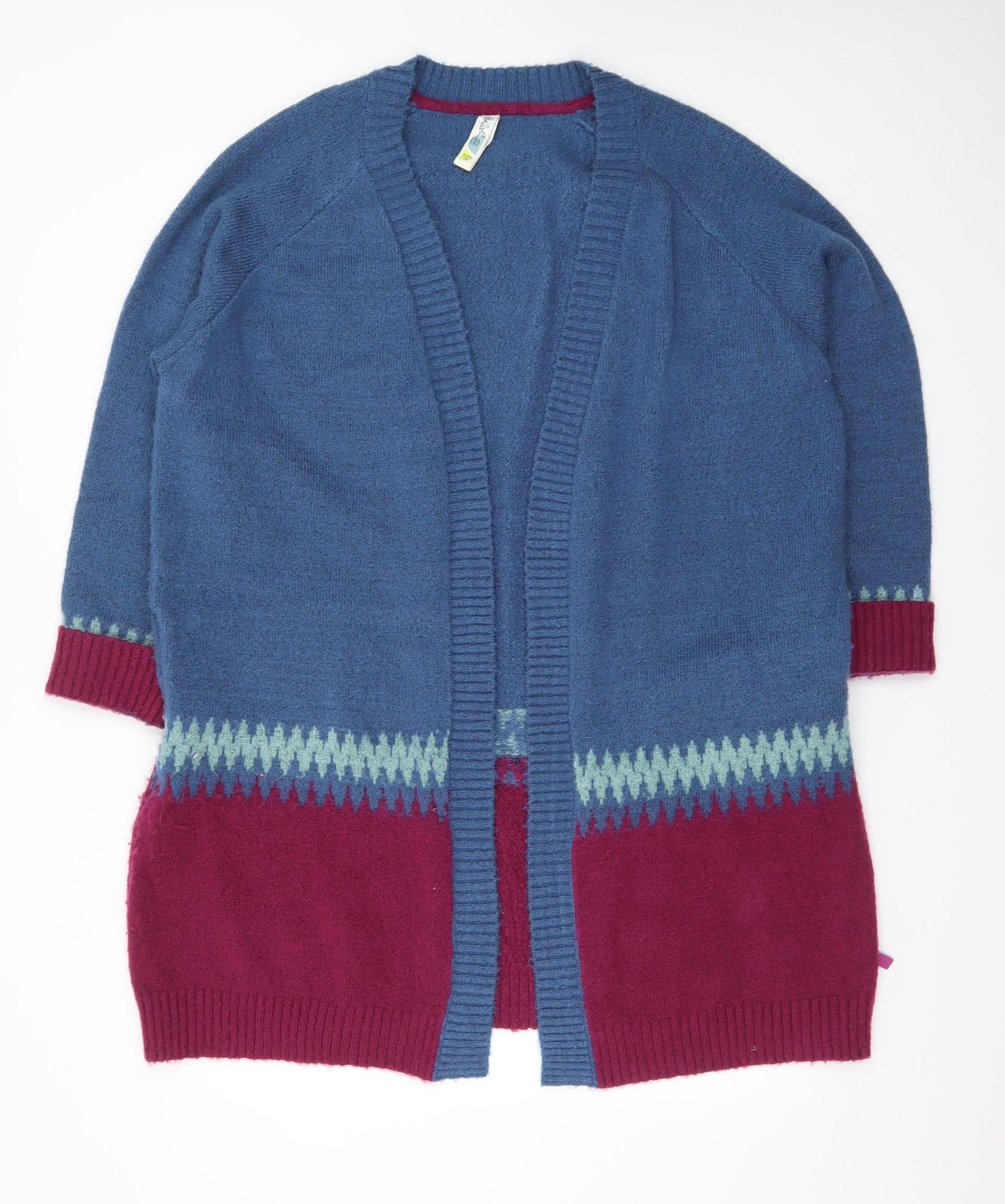 Weird Fish Women's Blue Wool Blend Long Sleeve Cardigan Size 16