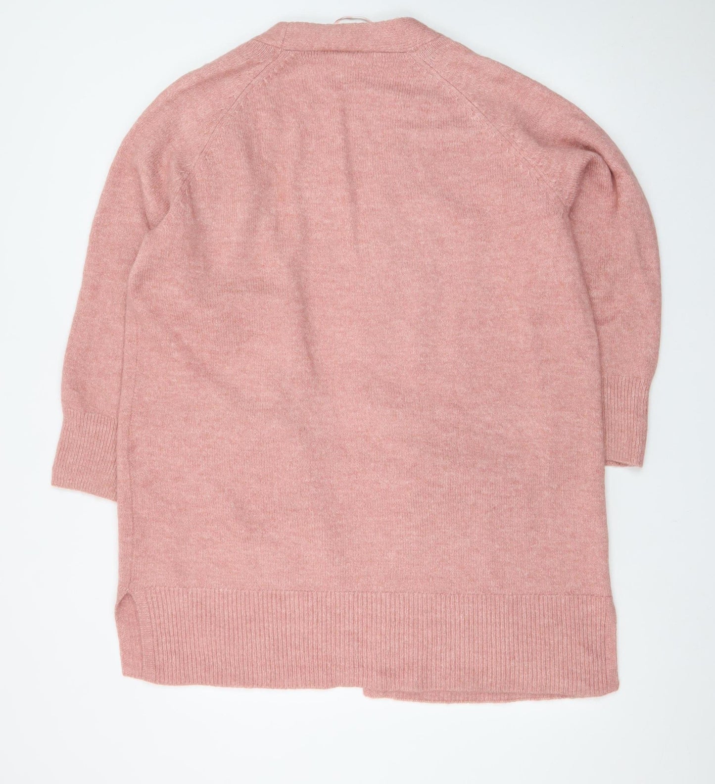 Papaya Women Pink Longline Open Cardigan L Acrylic Blend Knit