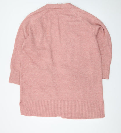Papaya Women Pink Longline Open Cardigan L Acrylic Blend Knit
