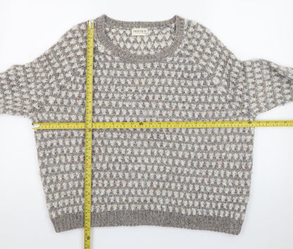Marks and Spencer Women Grey Wool Blend Textured Knit Jumper UK 18