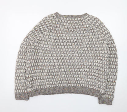 Marks and Spencer Women Grey Wool Blend Textured Knit Jumper UK 18