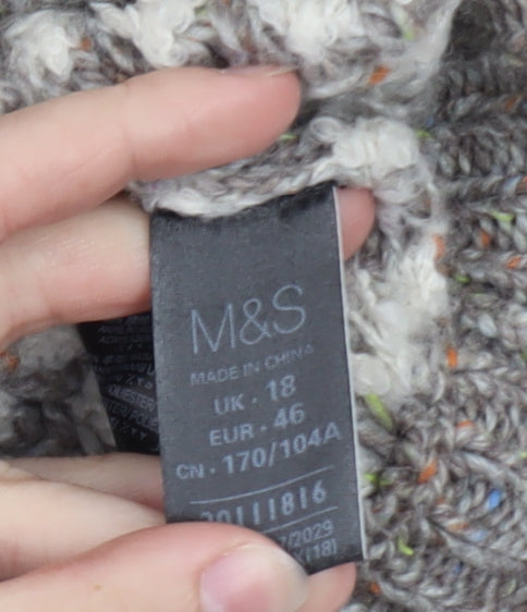 Marks and Spencer Women Grey Wool Blend Textured Knit Jumper UK 18