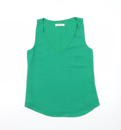 Oasis Women's Green V-Neck Sleeveless Chiffon Tank Top Size 8
