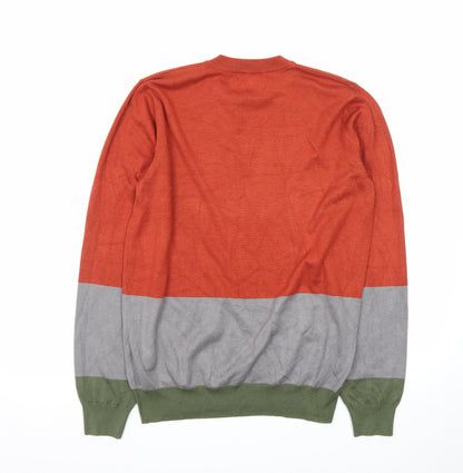 Gianni Feraud Men's Multicoloured Crew Neck Knit Jumper Medium