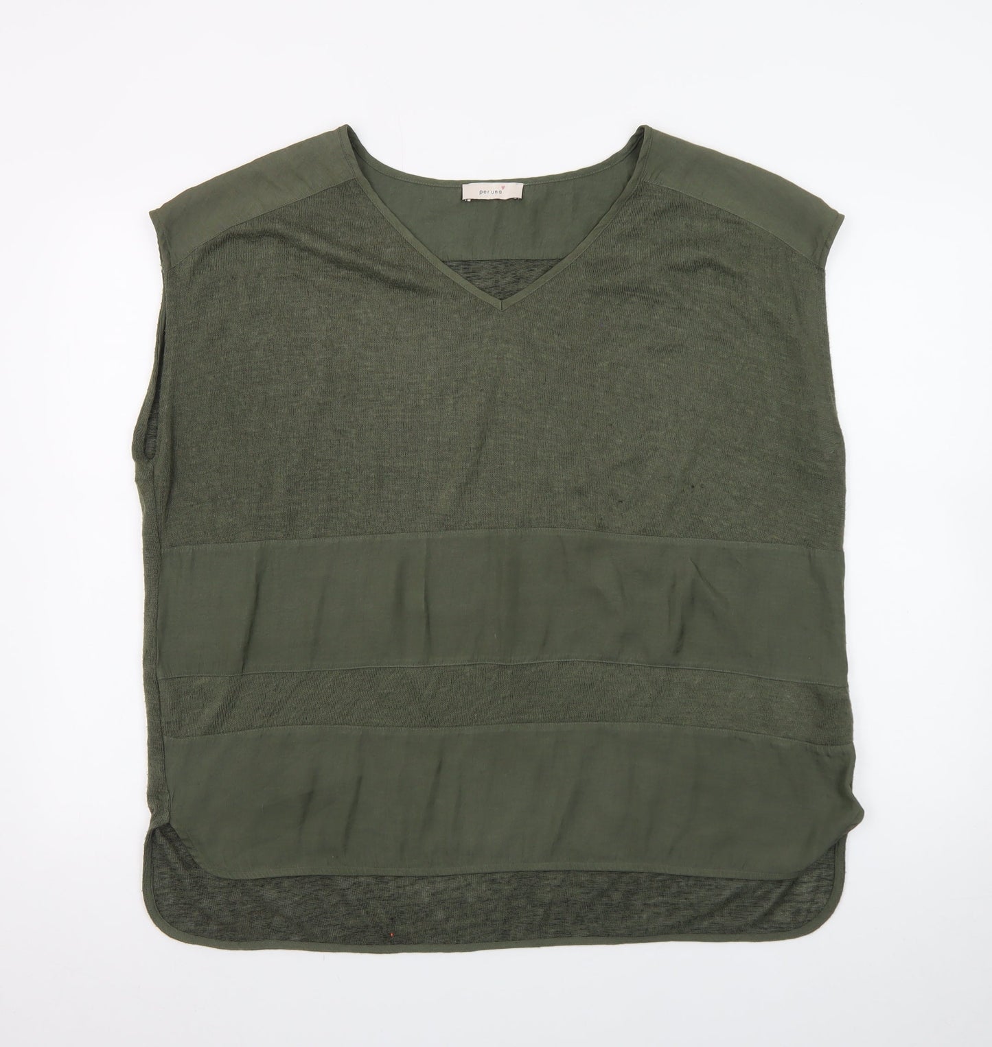 Marks and Spencer Women Green Size 18 Sleeveless V-Neck Tunic Blouse