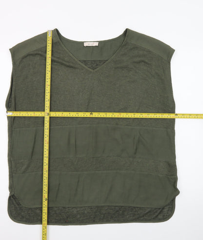 Marks and Spencer Women Green Size 18 Sleeveless V-Neck Tunic Blouse