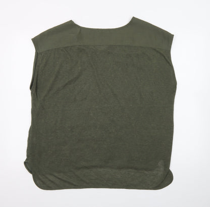 Marks and Spencer Women Green Size 18 Sleeveless V-Neck Tunic Blouse