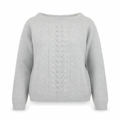 Oasis Women Grey XS Cable-Knit Wool Blend Pullover Jumper