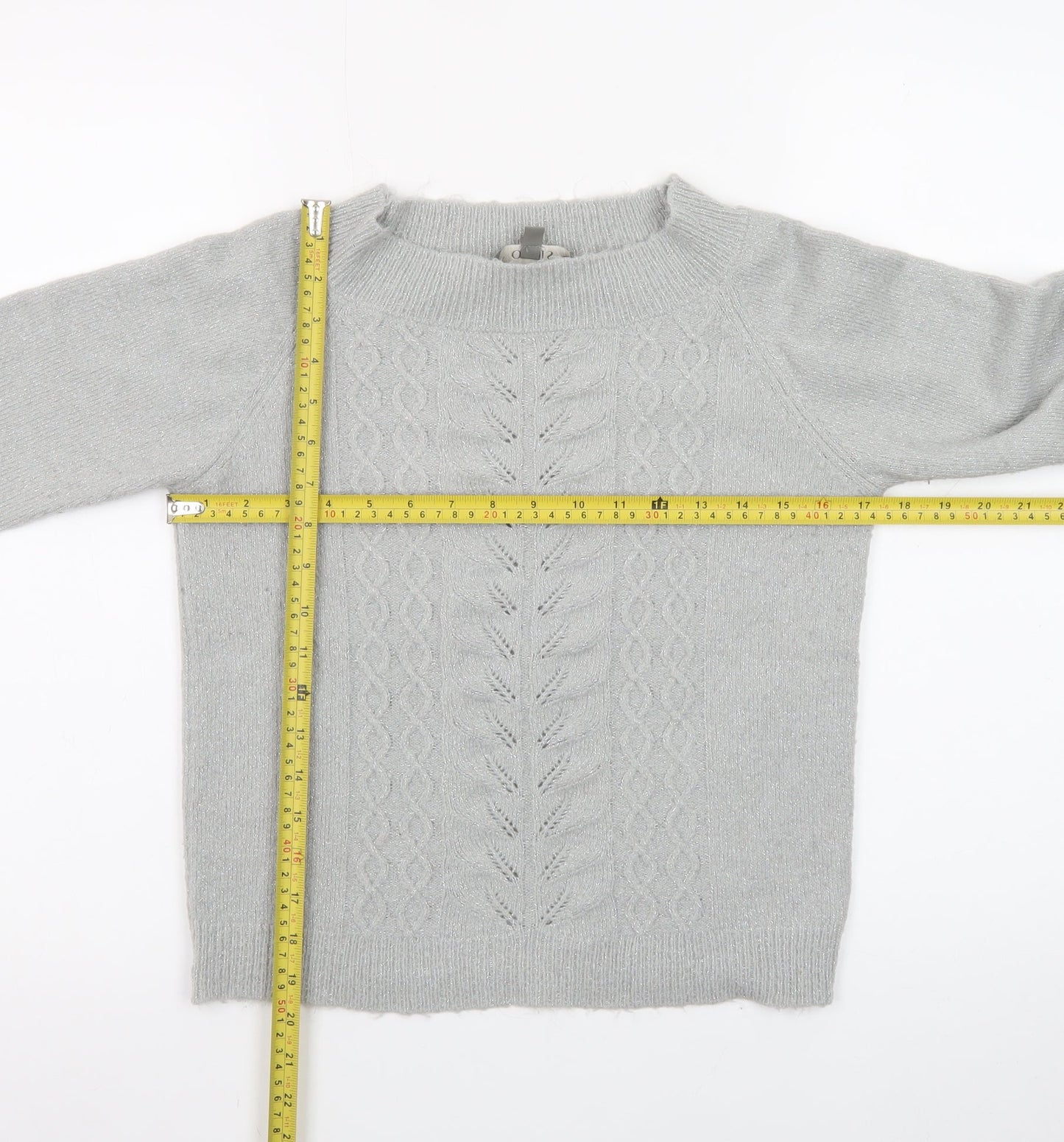 Oasis Women Grey XS Cable-Knit Wool Blend Pullover Jumper