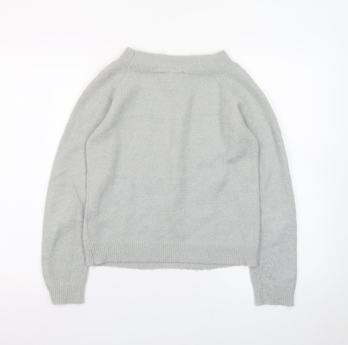 Oasis Women Grey XS Cable-Knit Wool Blend Pullover Jumper