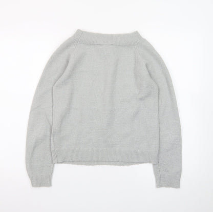 Oasis Women Grey XS Cable-Knit Wool Blend Pullover Jumper