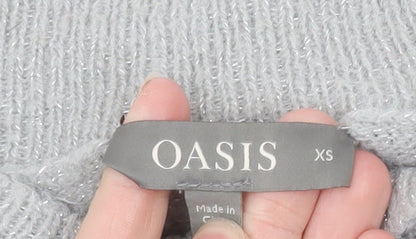 Oasis Women Grey XS Cable-Knit Wool Blend Pullover Jumper