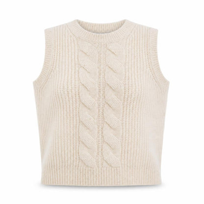 Marks and Spencer Womens Beige Cable Knit Sleeveless Vest Medium