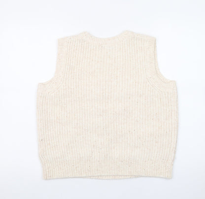 Marks and Spencer Womens Beige Cable Knit Sleeveless Vest Medium