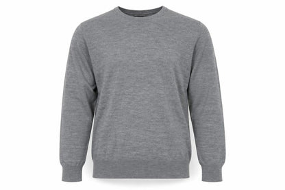 Selezione Grigio Men's Grey XL Merino Wool Crew Neck Pullover Jumper