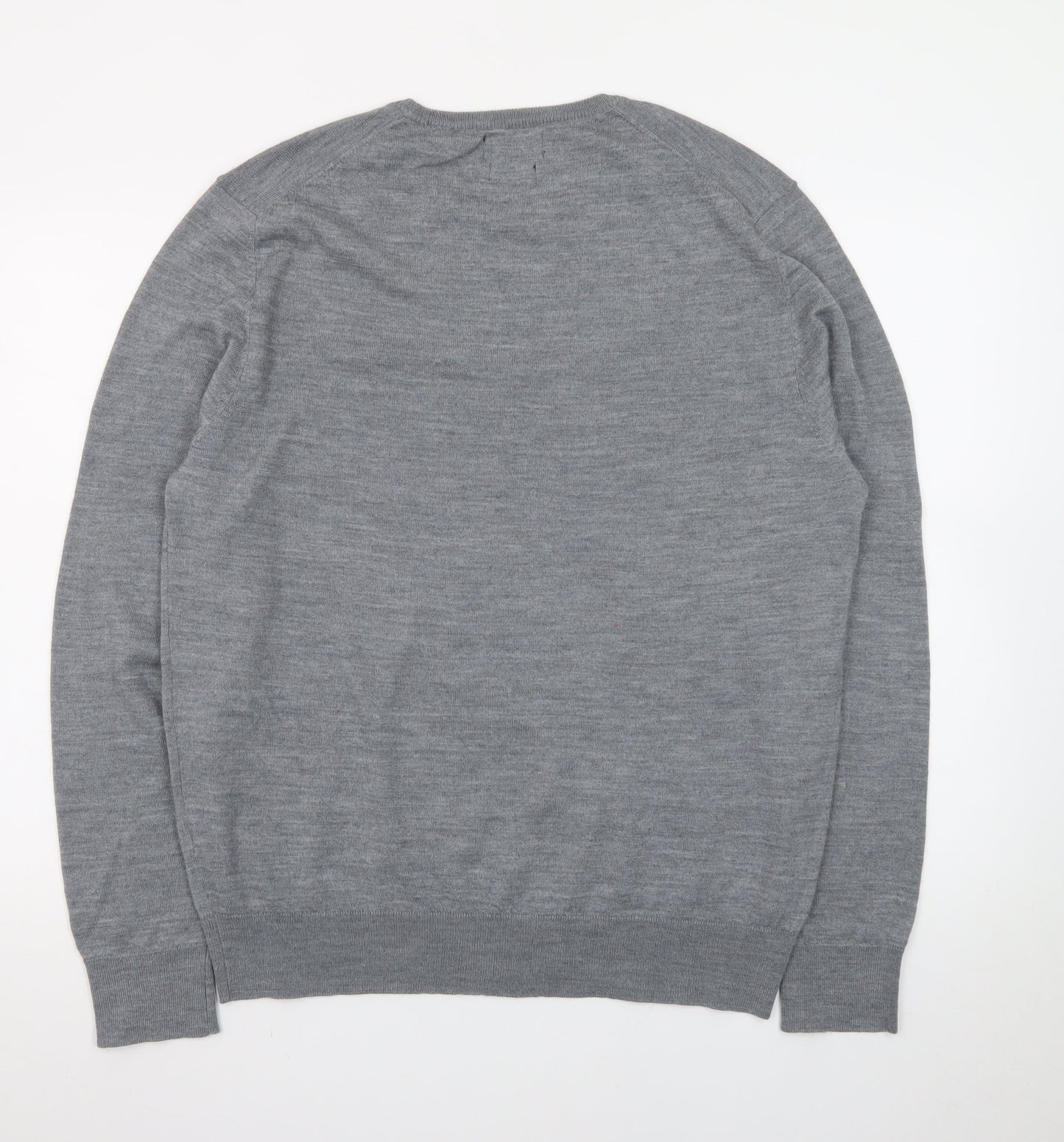 Selezione Grigio Men's Grey XL Merino Wool Crew Neck Pullover Jumper