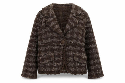 Monsoon Women's Brown Wool Blend Collared Cardigan Size 10