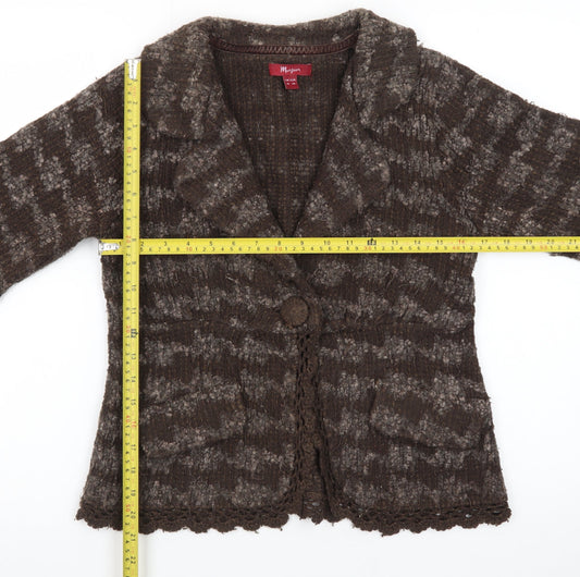 Monsoon Women's Brown Wool Blend Collared Cardigan Size 10