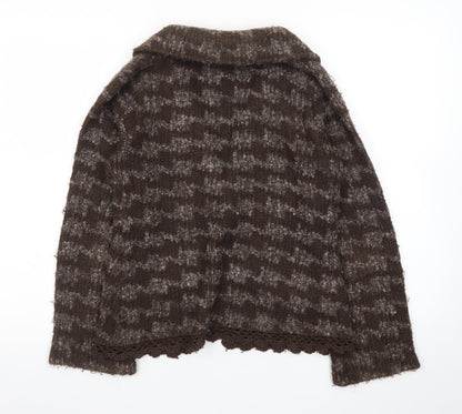 Monsoon Women's Brown Wool Blend Collared Cardigan Size 10