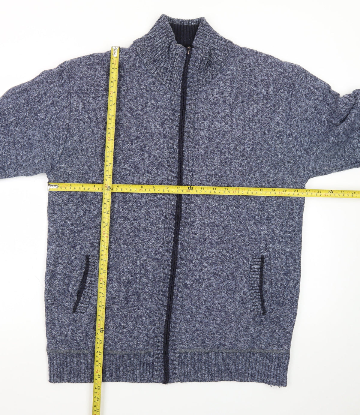 Kaidite Men's Blue 2XL Full Zip Knit Jumper High Neck
