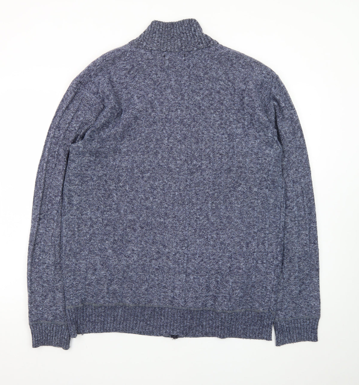 Kaidite Men's Blue 2XL Full Zip Knit Jumper High Neck