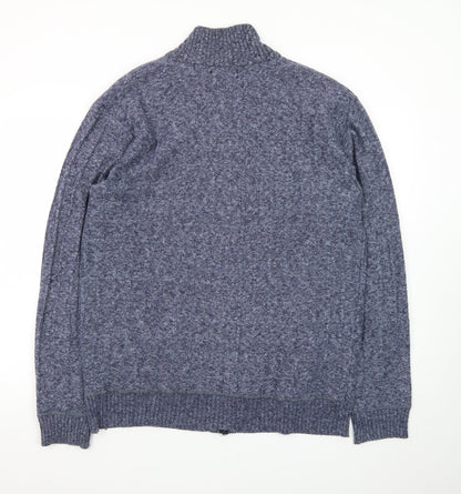 Kaidite Men's Blue 2XL Full Zip Knit Jumper High Neck