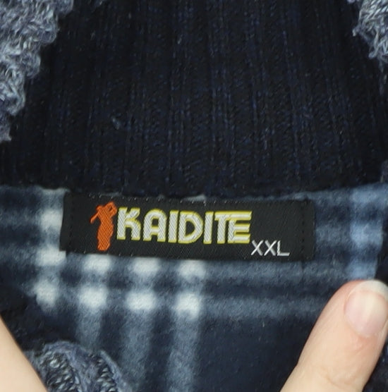 Kaidite Men's Blue 2XL Full Zip Knit Jumper High Neck