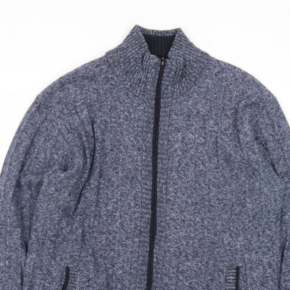 Kaidite Men's Blue 2XL Full Zip Knit Jumper High Neck