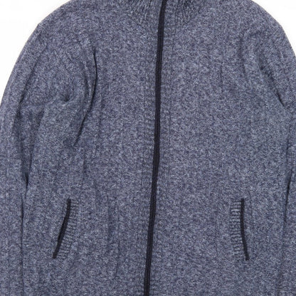 Kaidite Men's Blue 2XL Full Zip Knit Jumper High Neck