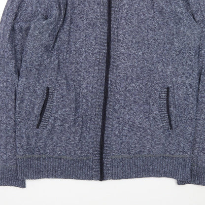 Kaidite Men's Blue 2XL Full Zip Knit Jumper High Neck