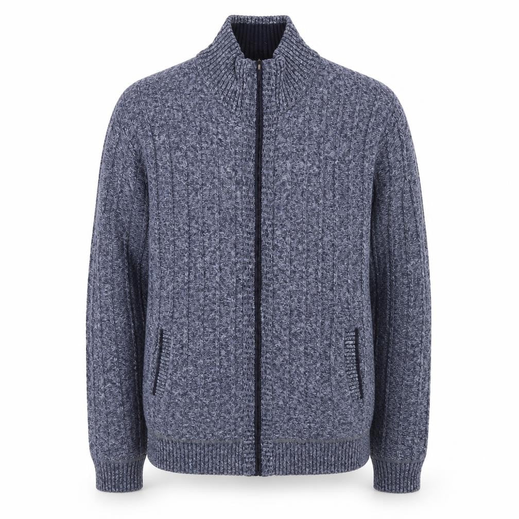 Kaidite Men's Blue 2XL Full Zip Knit Jumper High Neck