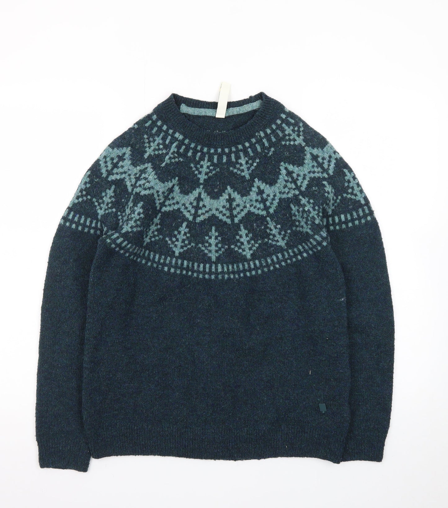 Weird Fish Womens Blue Fair Isle Wool Blend Jumper Size 10
