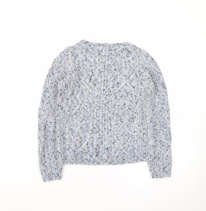 Mantaray Women Blue Cable-Knit Jumper Size 10 Cosy Winter Style