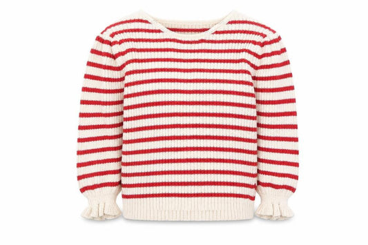 ASOS DESIGN Women’s Red Stripe Boat Neck Ribbed Jumper Size M