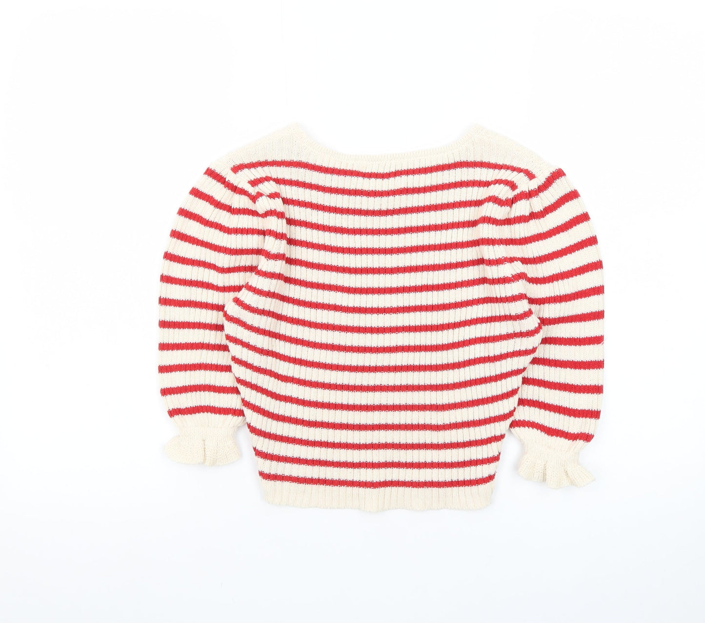 ASOS DESIGN Women’s Red Stripe Boat Neck Ribbed Jumper Size M
