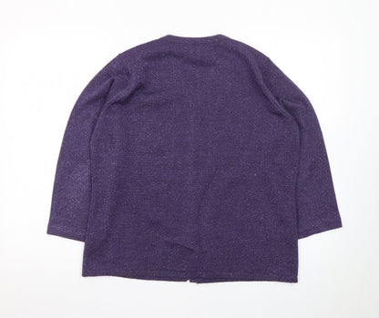 Bm Womens Purple Beaded V-Neck Cardigan Size M Acrylic Knit