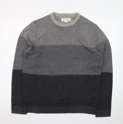 F&F Men’s Grey Cotton Blend Crew Neck Pullover Jumper Size L