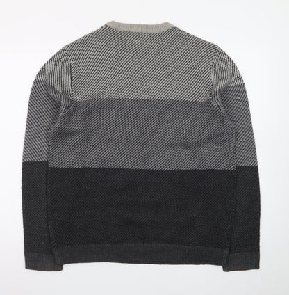 F&F Men’s Grey Cotton Blend Crew Neck Pullover Jumper Size L