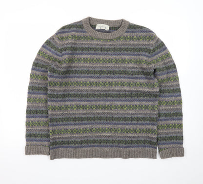 Seasalt Cornwall Men's Grey Fair Isle Wool Jumper M