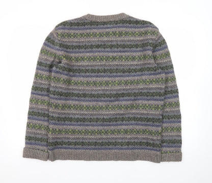 Seasalt Cornwall Men's Grey Fair Isle Wool Jumper M