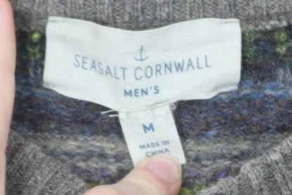 Seasalt Cornwall Men's Grey Fair Isle Wool Jumper M
