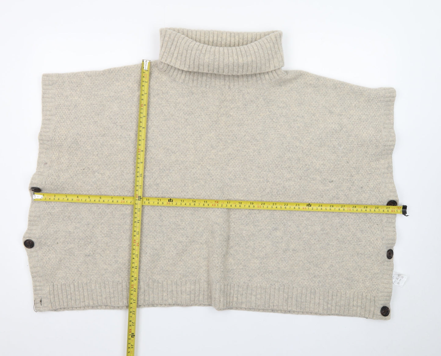 Seasalt Cornwall Women Beige Roll Neck Wool Cape Jumper One Size