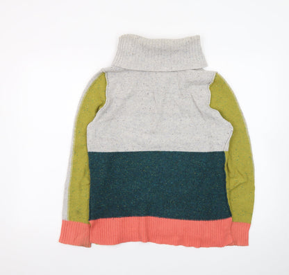 White Stuff Women’s Multicoloured Roll Neck Wool Blend Jumper Size 10