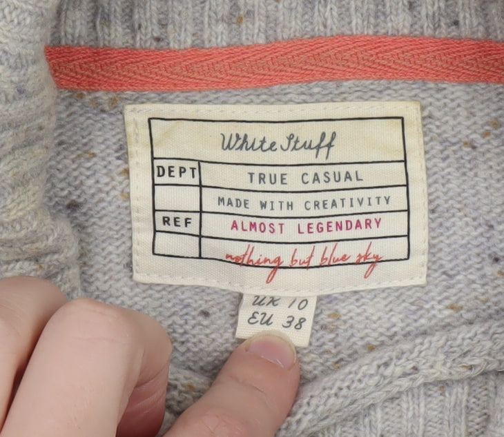 White Stuff Women’s Multicoloured Roll Neck Wool Blend Jumper Size 10